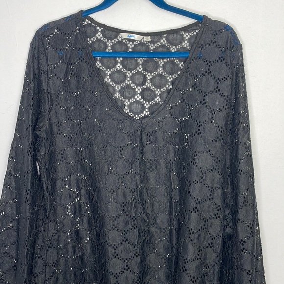 La Vie en Rose Aqua Black Eyelet Lace Dress or Coverup - Picture 2 of 8